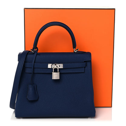 Hermes Togo Kelly Retourne 25 Bleu Saphir 10 of 10