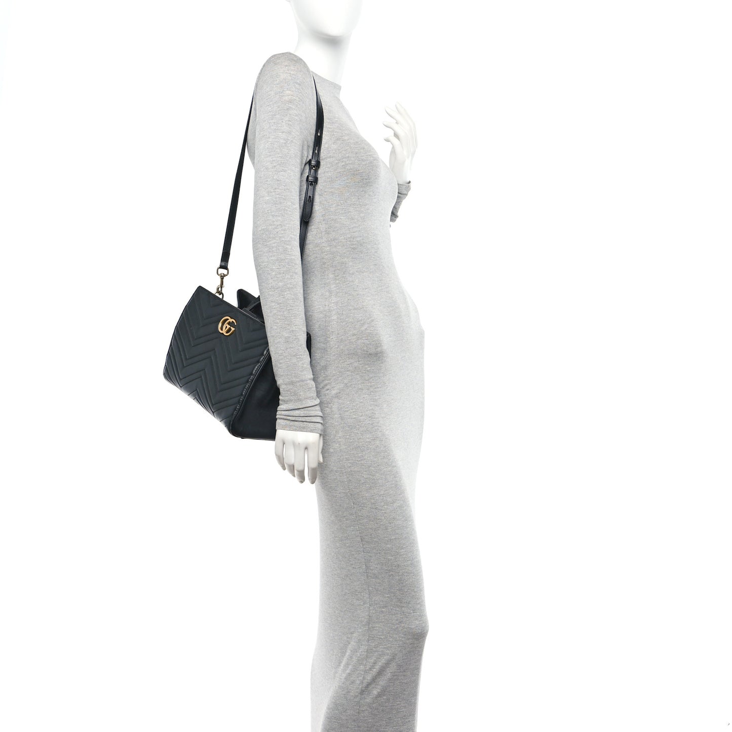 Calfskin Matelasse Small GG Marmont Tote Black