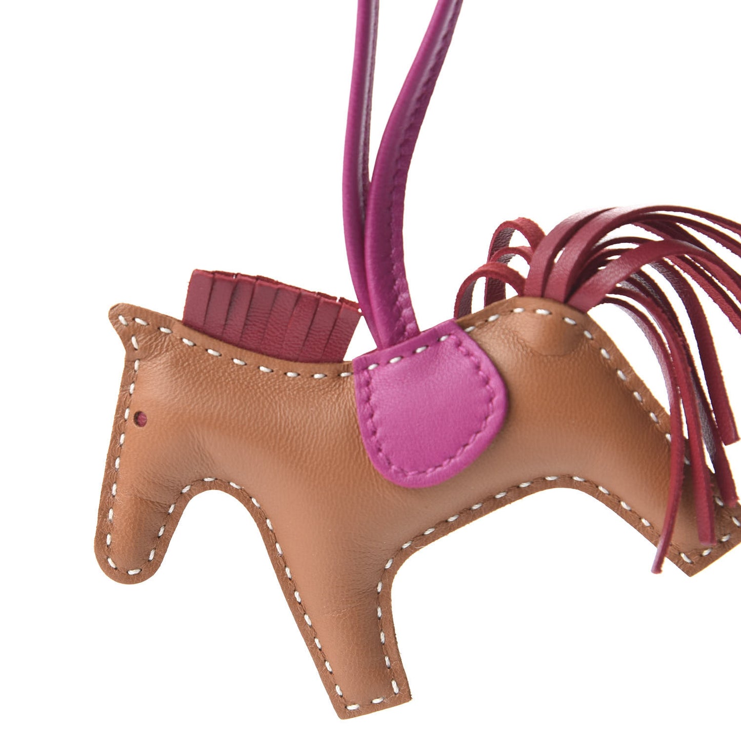 Milo Lambskin Grigri Rodeo Horse Bag Charm PM Sesame Grenat Rose Poupre