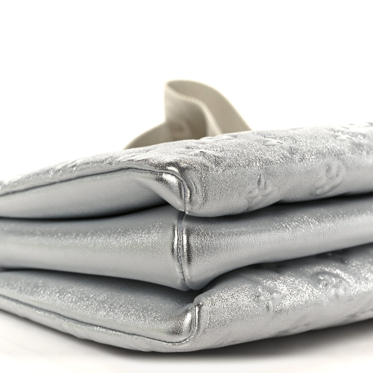 Metallic Lambskin Embossed Monogram Coussin PM  Silver