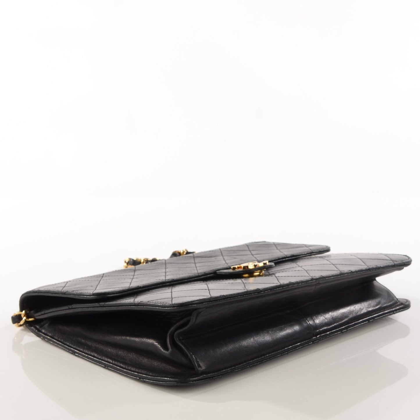 Lambskin Quilted Medium Single Flap Black