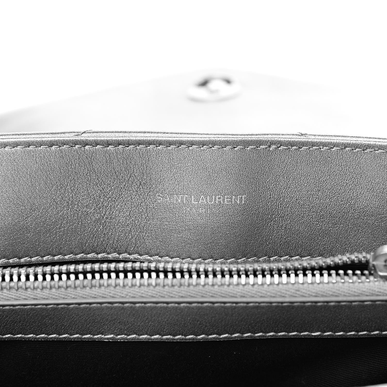 Saint Laurent Metallic Calfskin Y Quilted Monogram Small Loulou Chain Satchel Silver 6 of 10