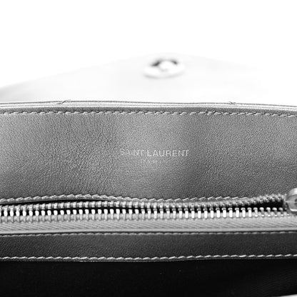 Saint Laurent Metallic Calfskin Y Quilted Monogram Small Loulou Chain Satchel Silver 6 of 10