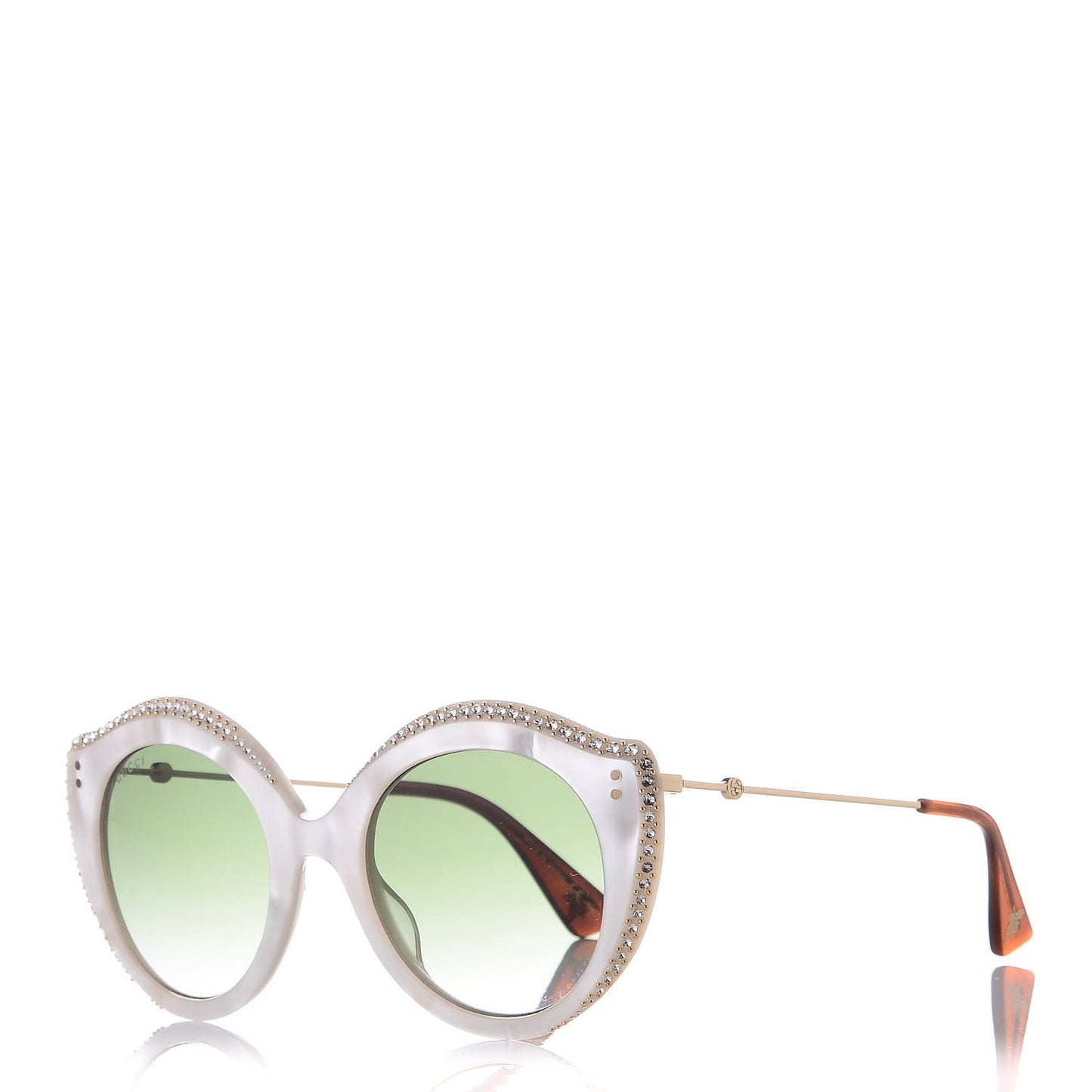 Crystal Cat Eye GG0214S Sunglasses White