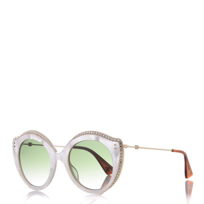 Gucci Crystal Cat Eye GG0214S Sunglasses White 1 of 8