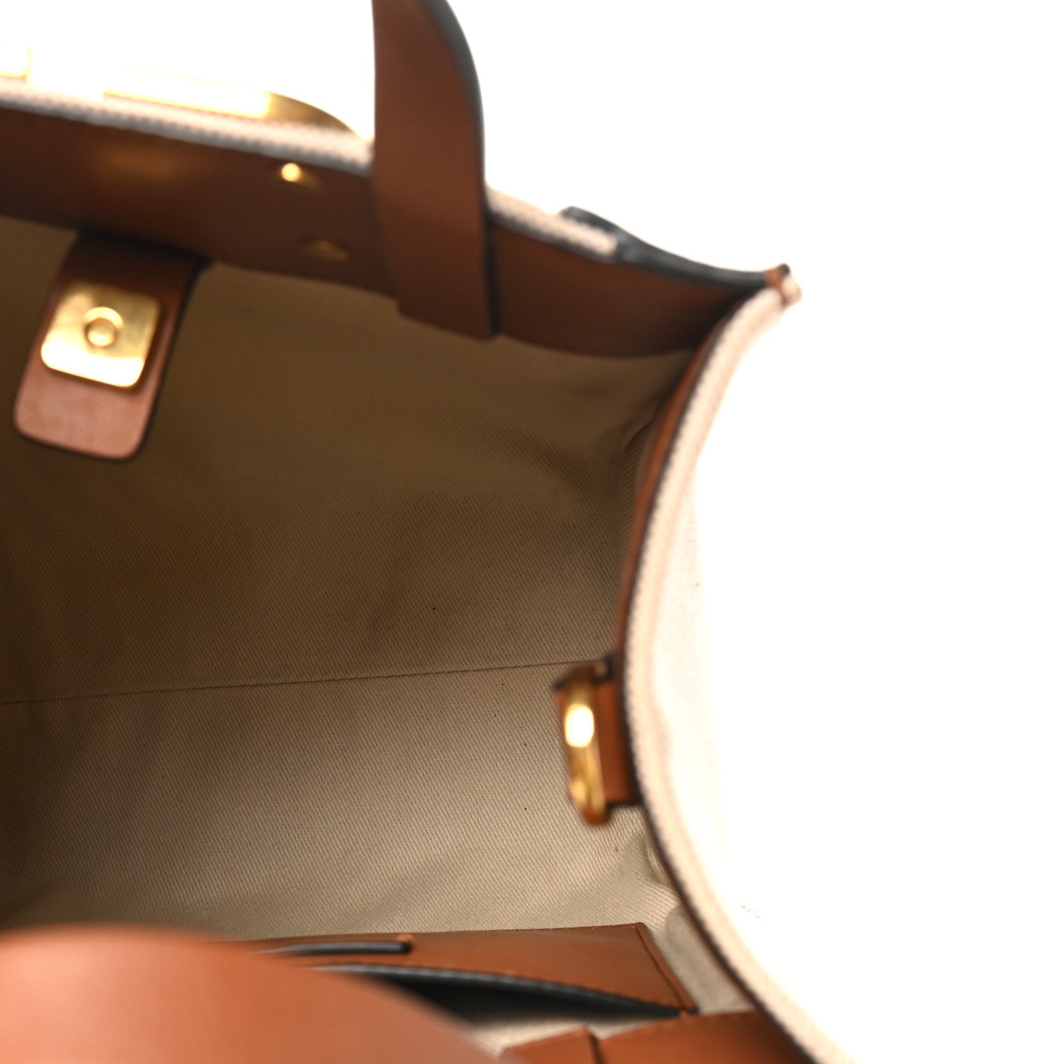 Valentino Garavani Canvas Calfskin Small Vlogo Signature Handbag Beige Selleria 5 of 9