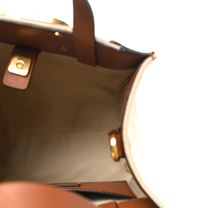 Valentino Garavani Canvas Calfskin Small Vlogo Signature Handbag Beige Selleria 5 of 9