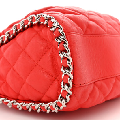 Chanel Washed Lambskin Chain Around Hobo Red 9 of 11