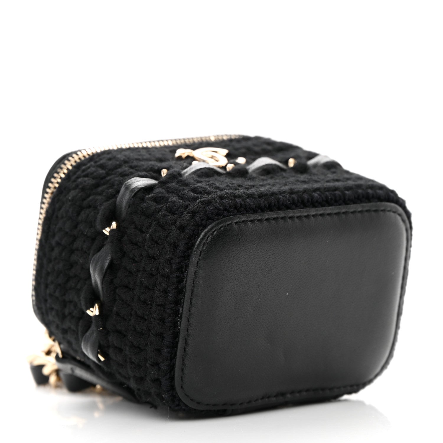 Chanel Lambskin Crochet Small Vanity Case With Chain Black 4 of 17