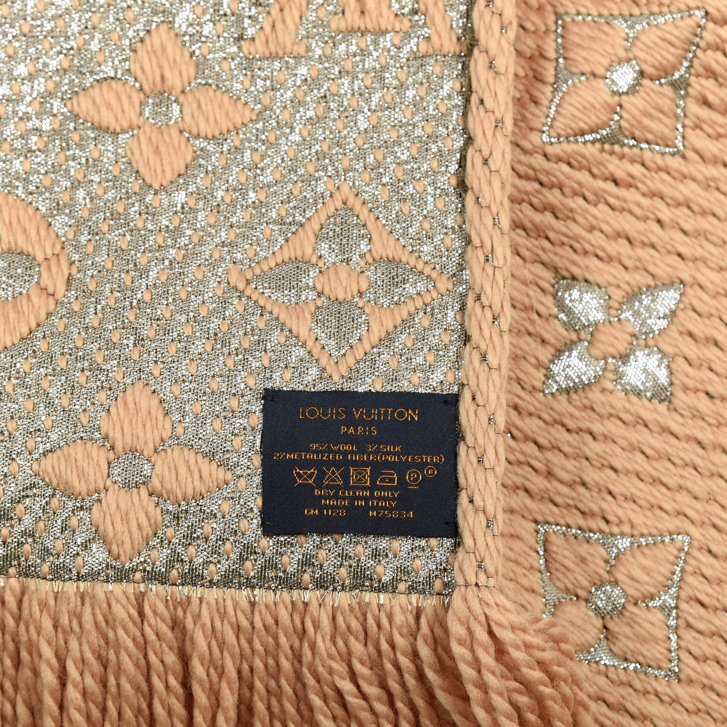 Wool Silk Logomania Shine Scarf Beige