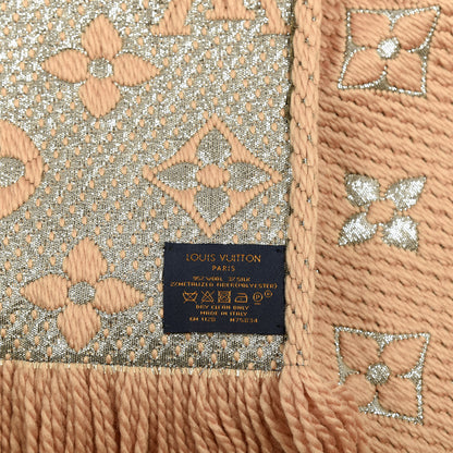 Louis Vuitton Wool Silk Logomania Shine Scarf Beige 3 of 3