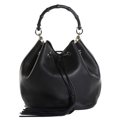 Gucci Pebbled Calfskin Miss Bamboo Bucket Bag Black 1 of 9