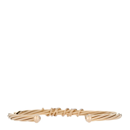 David Yurman 18K Yellow Gold Diamond 4mm Helena Center Station Cuff Bracelet 2 of 5