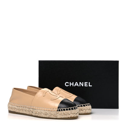 Chanel Lambskin CC Espadrilles 38 Beige Black 38 Beige Black 11 of 11