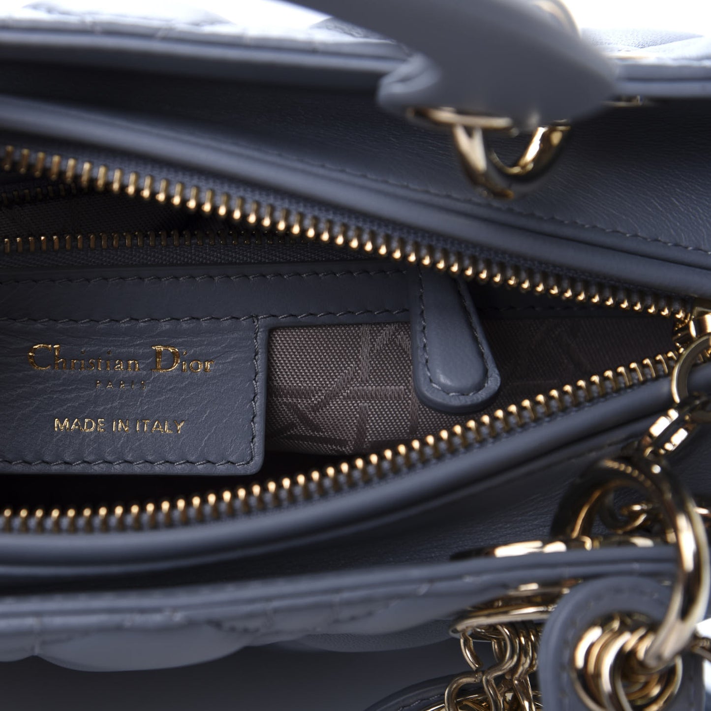Lambskin Cannage Medium Lady Dior Blue