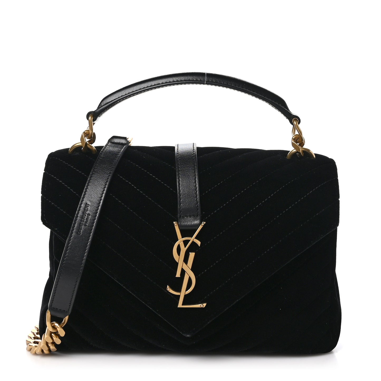 Velvet Y Quilted Monogram Small Loulou Chain Satchel Black