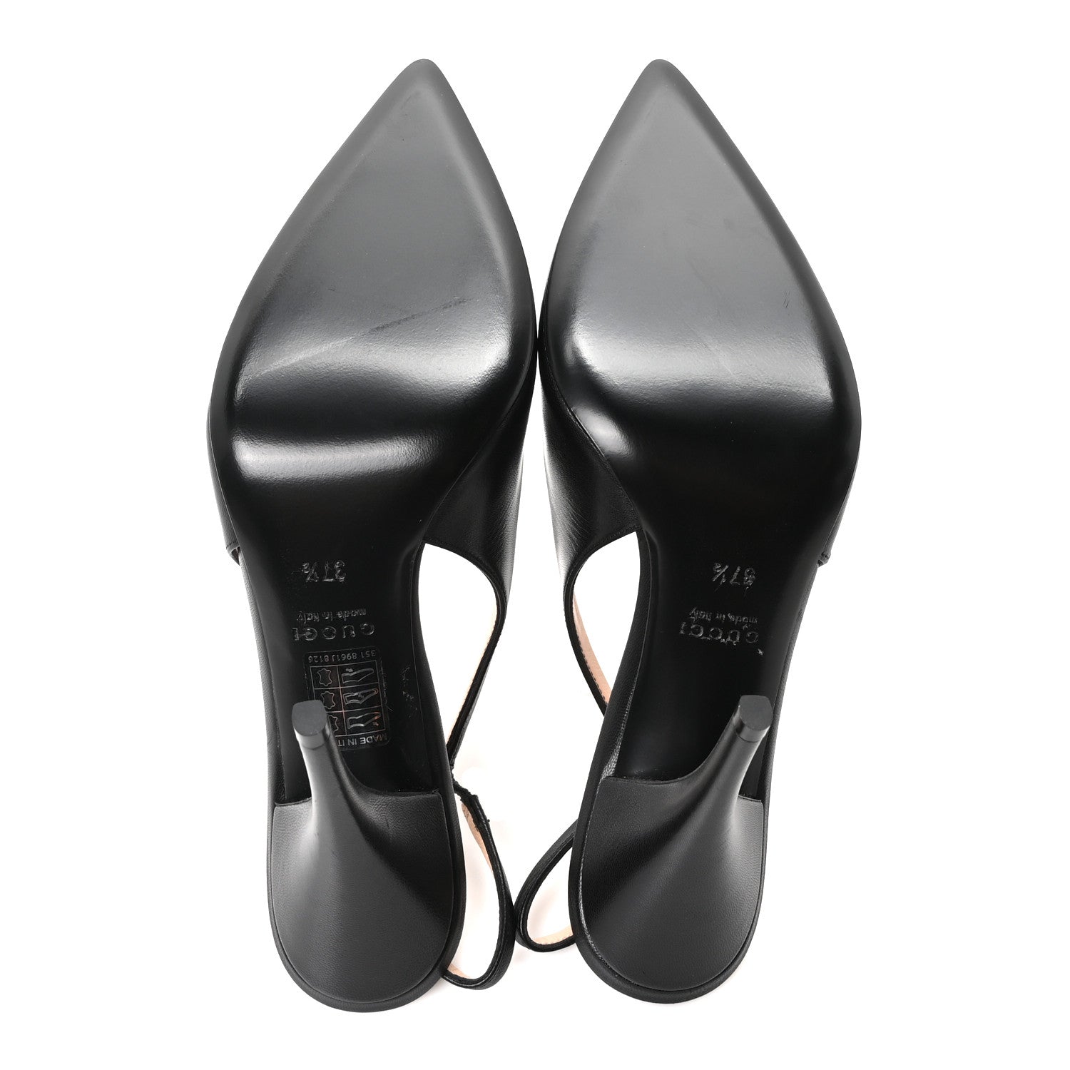 Gucci Malaga Kid Horsebit Erin 105mm Slingback Pumps 37.5 Black 6 of 10