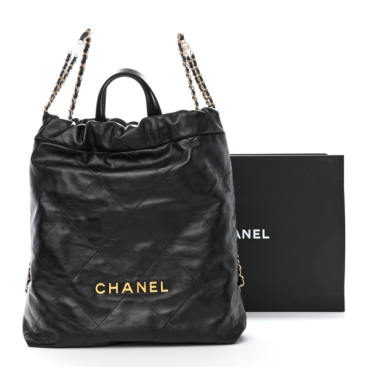 Chanel Shiny Calfskin Quilted Chanel 22 Backpack Black 11 of 11
