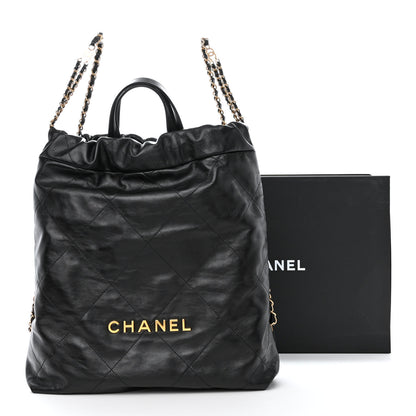 Chanel Shiny Calfskin Quilted Chanel 22 Backpack Black 11 of 11