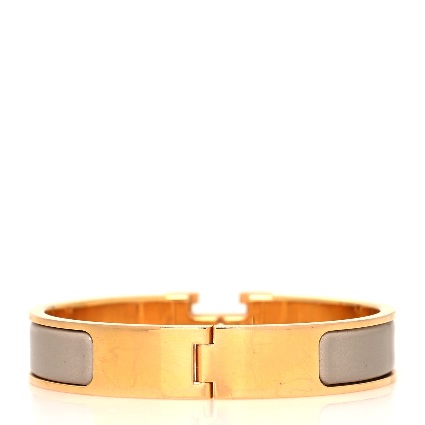 Enamel Narrow Clic Clac H Bracelet GM Marron Glace