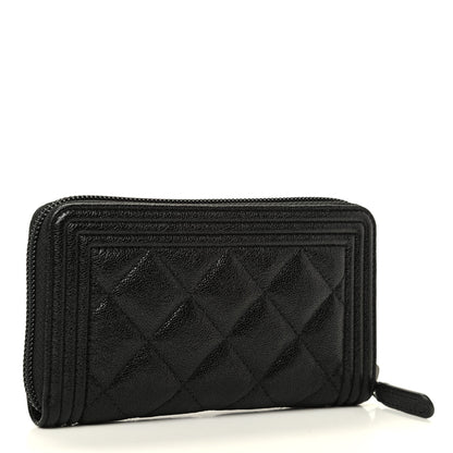 Chanel Caviar Quilted Small Boy Zip Around Wallet Black 3 of 8