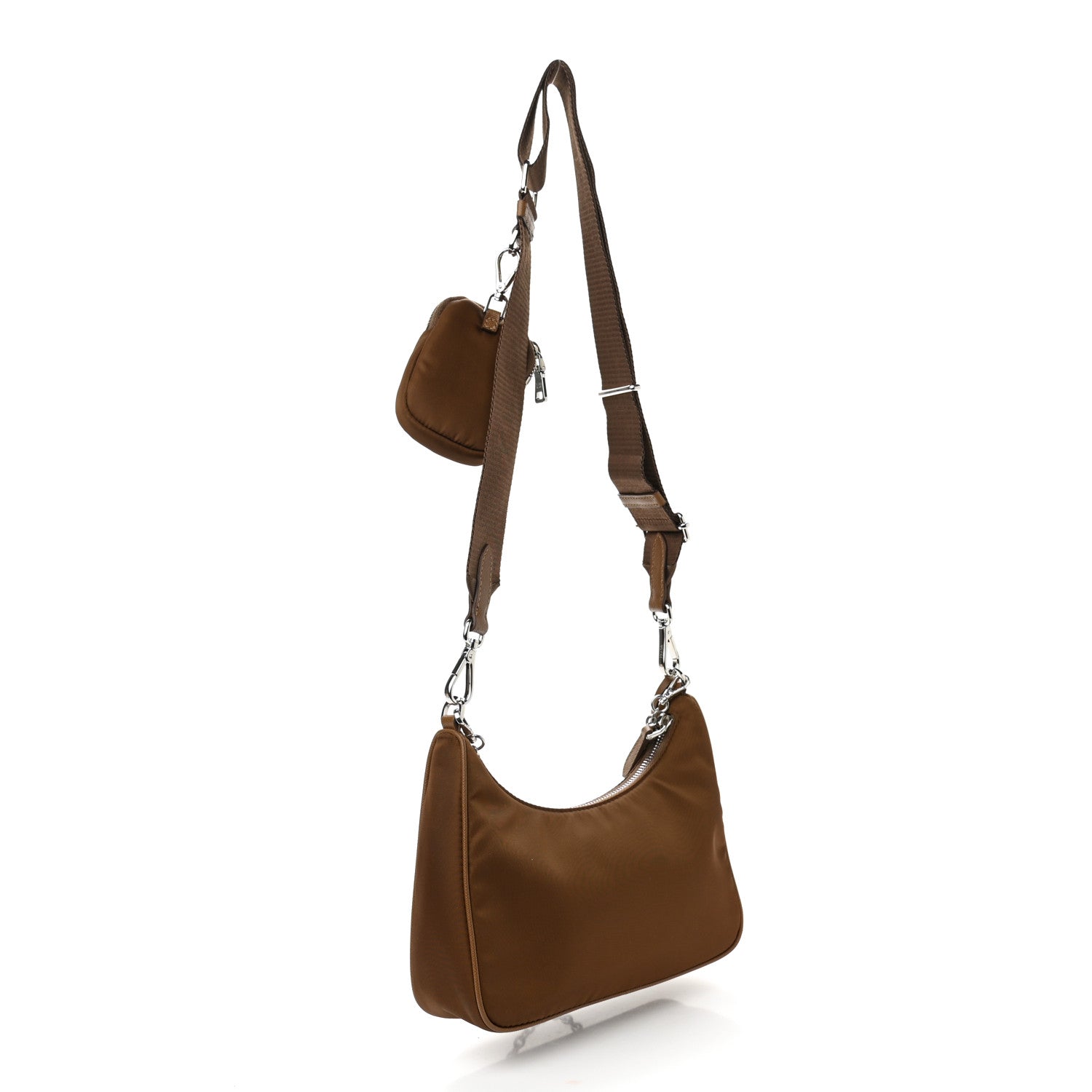 Prada Tessuto Nylon Saffiano Re-Edition 2005 Shoulder Bag Cacao 3 of 10