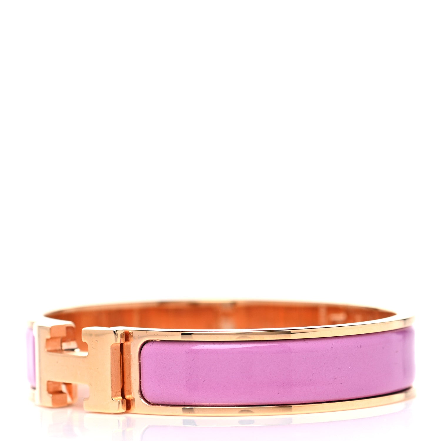 Hermes Enamel Narrow Clic Clac H Bracelet PM Rose Cendre 2 of 5