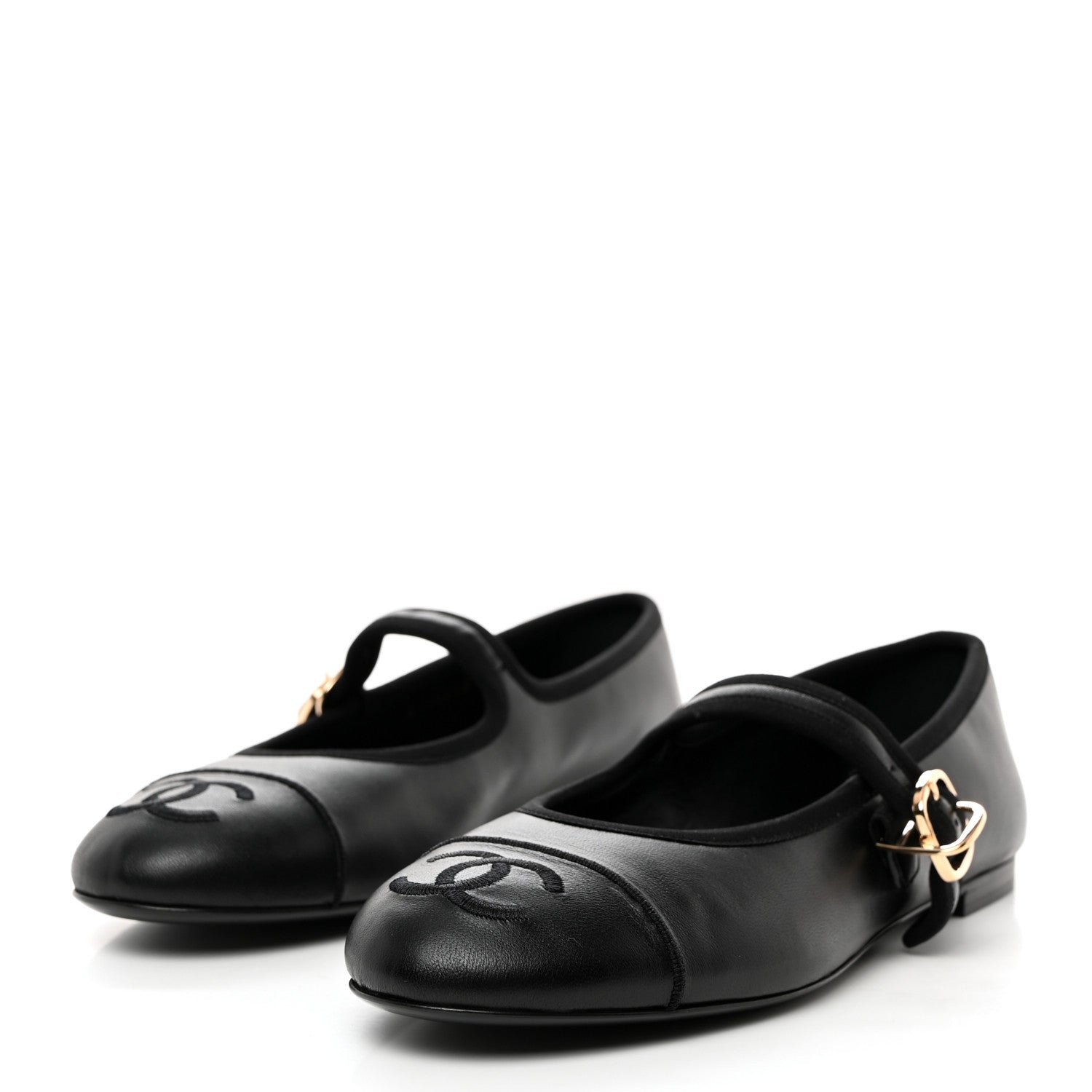 Chanel Lambskin Mary Jane Flats 37.5 Black 3 of 9