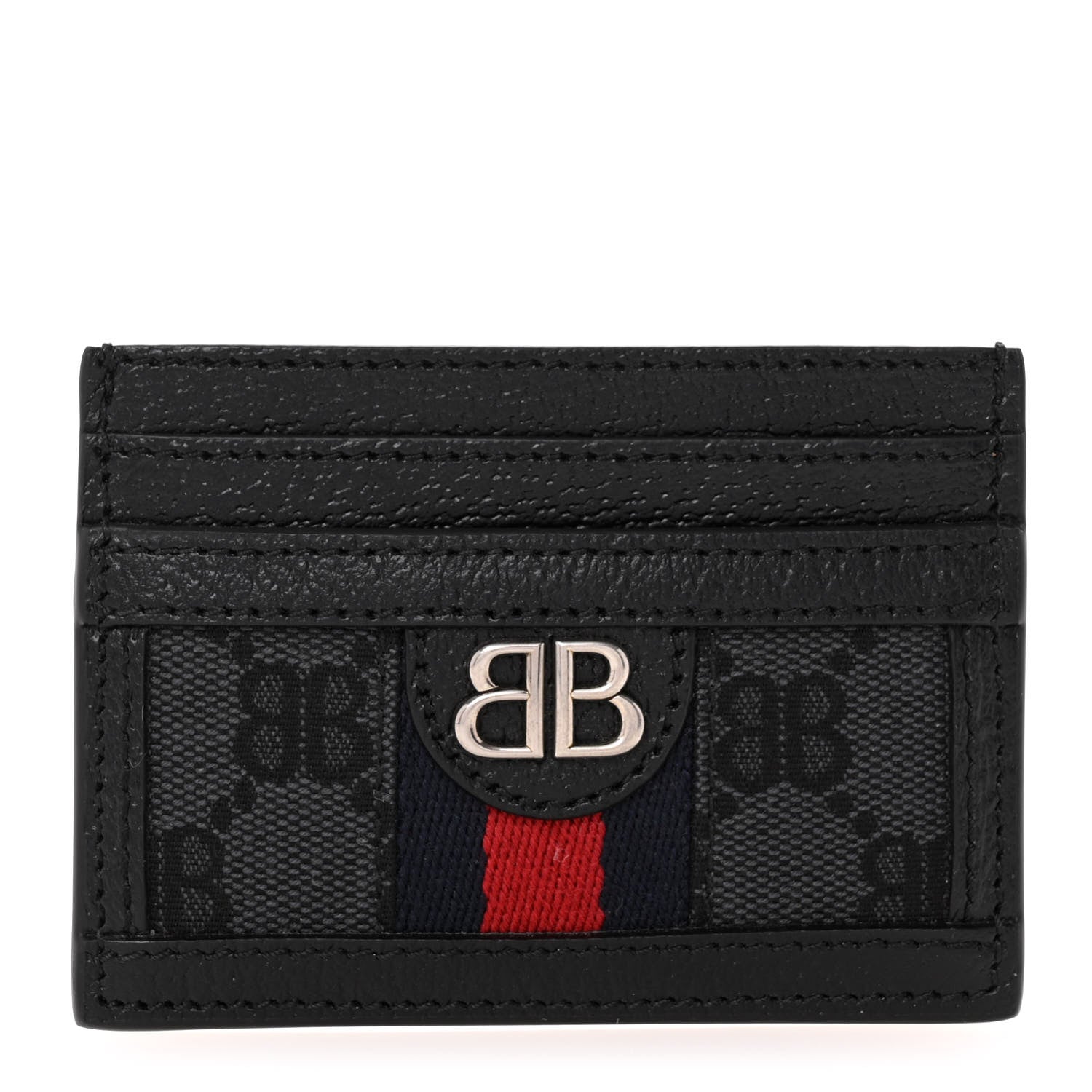 Gucci X BALENCIAGA BB Monogram Web Ophidia Card Holder Black 1 of 9