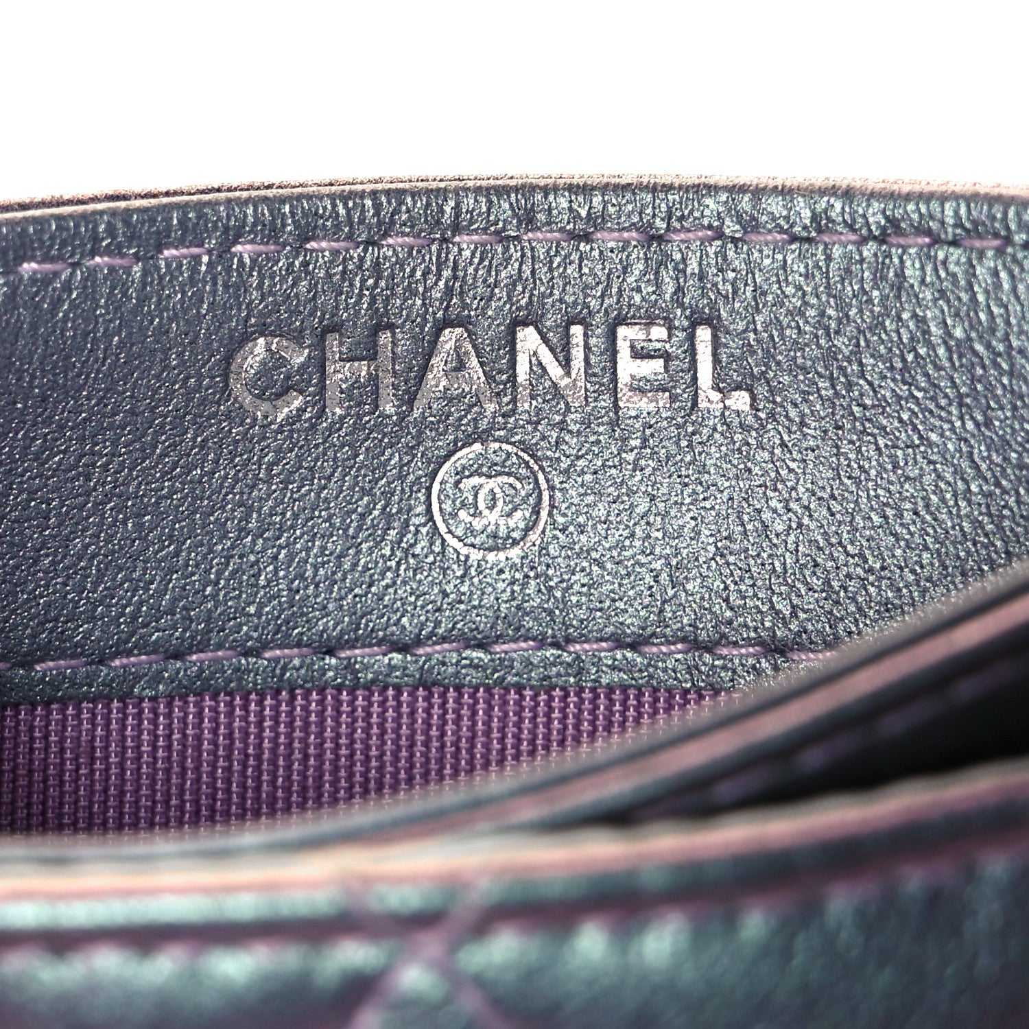 Chanel Iridescent Lambskin Quilted Reissue Card Holder Light Purple 8 of 11