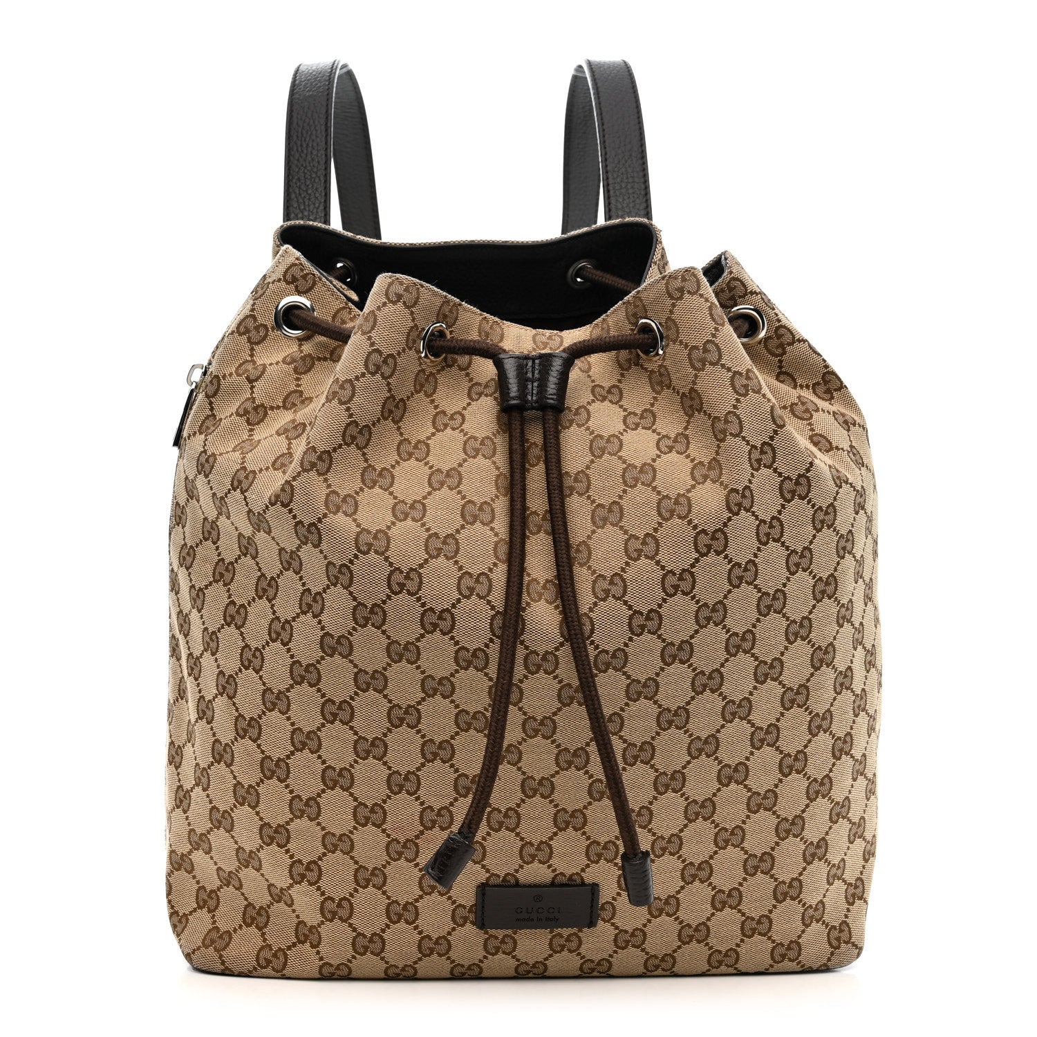 Gucci Monogram Dollar Calfskin O Drawstring Backpack Beige Ebony Testa di Moro Dark Chocolate 1 of 10