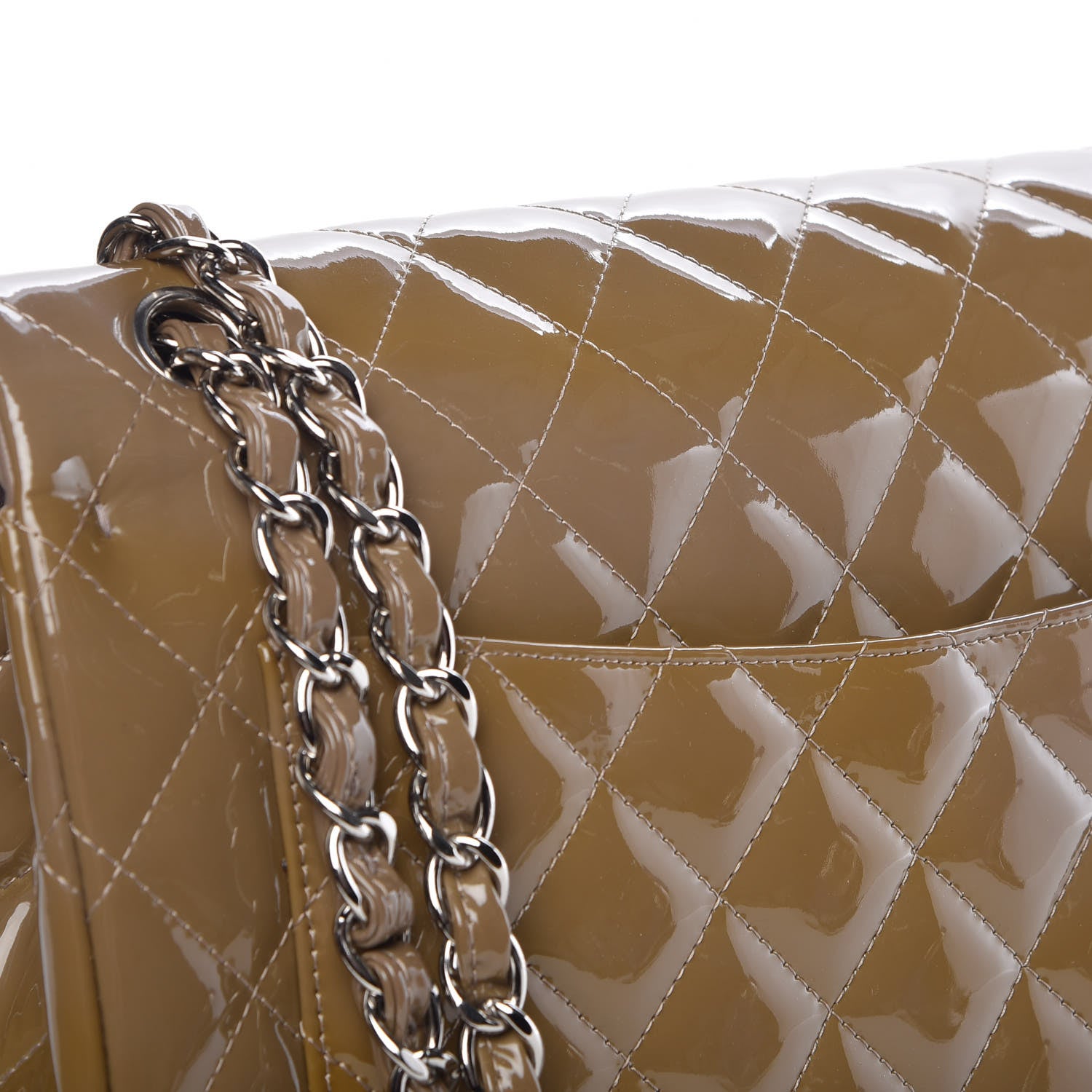 Chanel Patent Calfskin Quilted Maxi Double Flap Grey 14 of 15