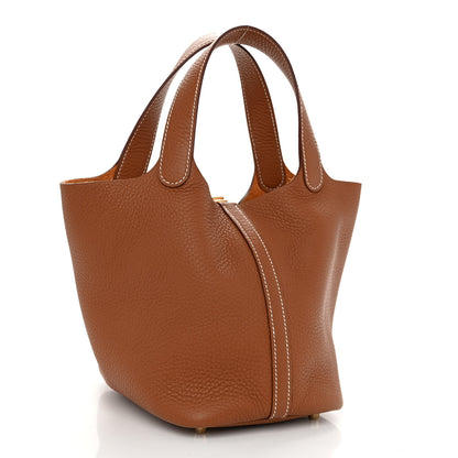 Hermes Taurillon Clemence Picotin Lock 18 PM Gold 3 of 11