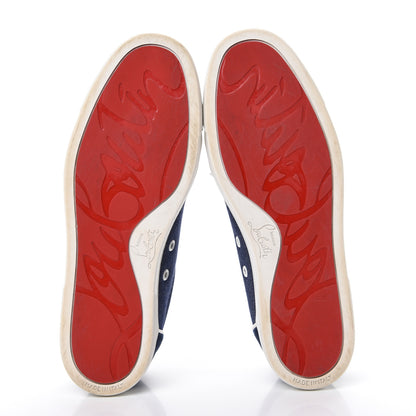 Christian Louboutin Denim Velours Spikes Vieira Flat Sneaker 41 Navy Latte 5 of 12