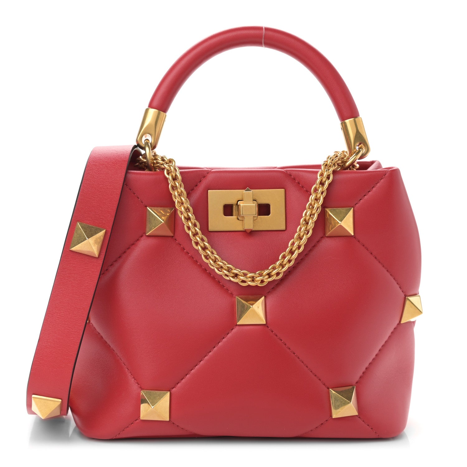 Valentino Garavani Nappa Small Roman Stud The Handle Bag Rouge Pur 1 of 13