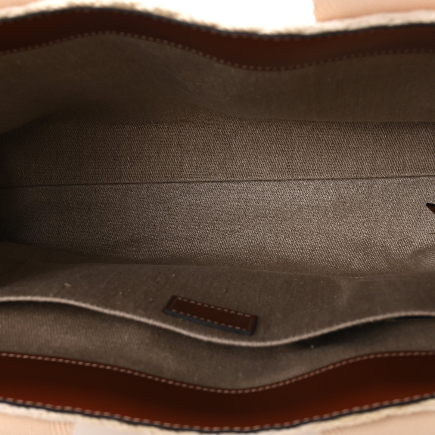 Cotton Calfskin Medium Woody Ribbon Fringe Tote Sepia Brown