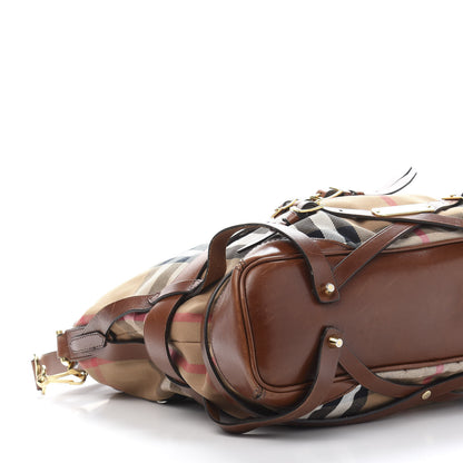 Burberry House Check Bridle Calfskin Medium Gosford Hobo Dark Tan 9 of 14