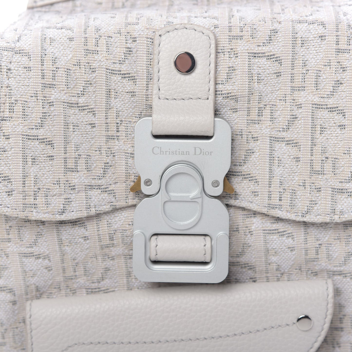 HOMME Oblique Jacquard Calfskin Mini Saddle Backpack Beige