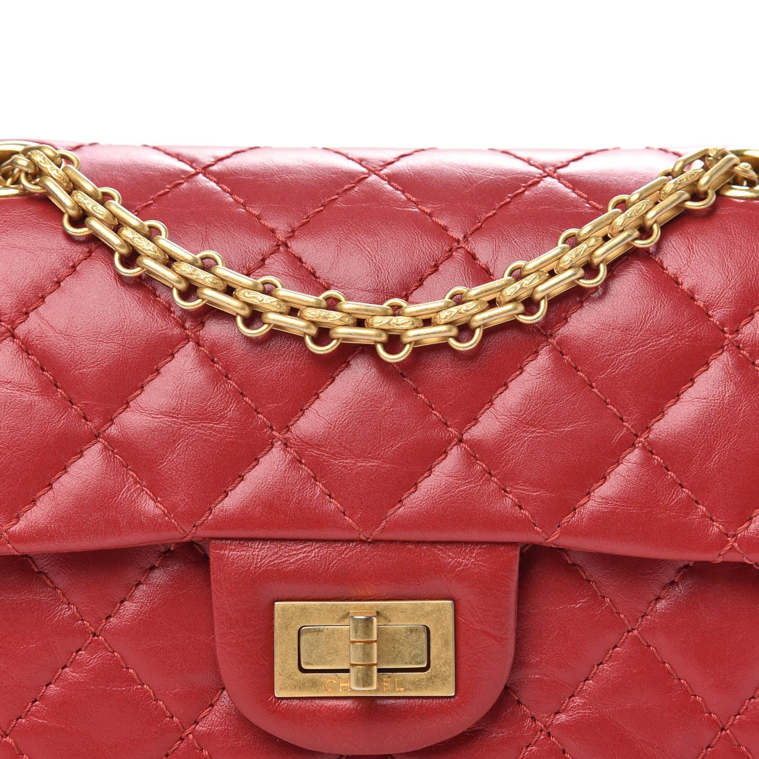 Chanel Aged Calfskin Quilted 2.55 Reissue Mini Flap Red 8 of 10