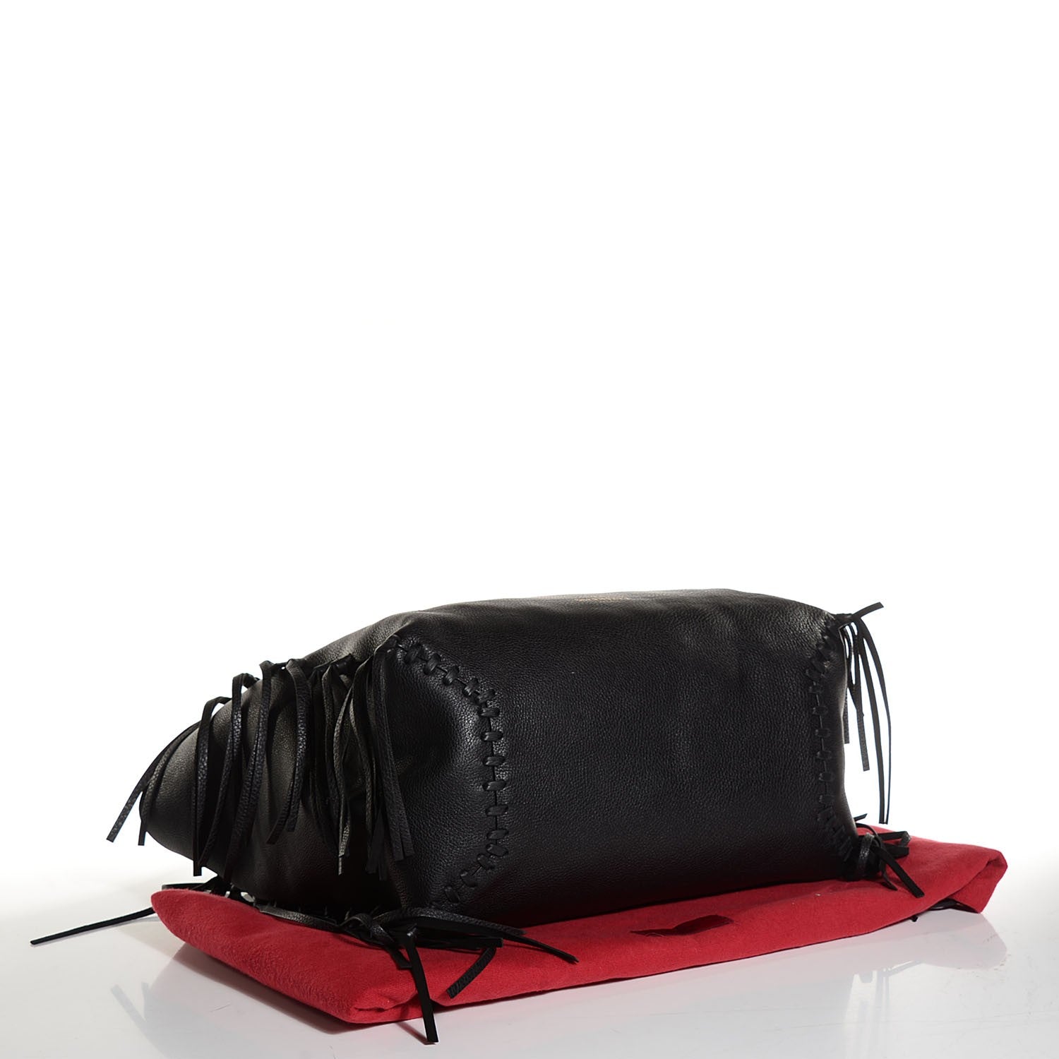 Valentino Garavani Grained Calfskin C-Rockee Fringe Tote Black 7 of 18