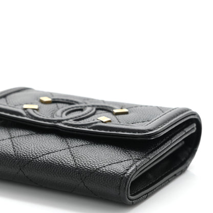 Chanel Caviar Quilted Medium Filigree Flap Wallet Black 9 of 10
