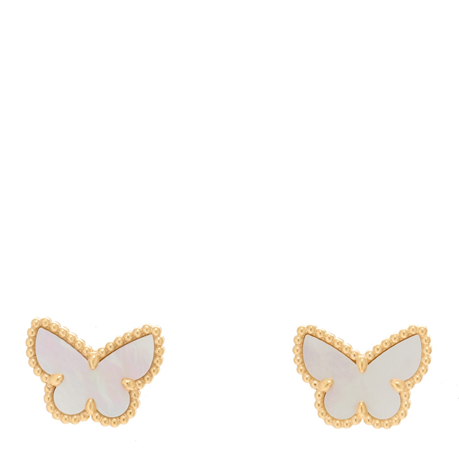 Van Cleef & Arpels 18K Yellow Gold Mother of Pearl Sweet Alhambra Butterfly Earrings 1 of 5