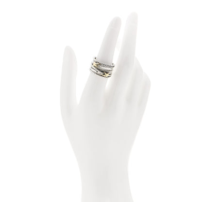 David Yurman Sterling Silver 18K Yellow Gold Double X Crossover Ring 54 7 2 of 4
