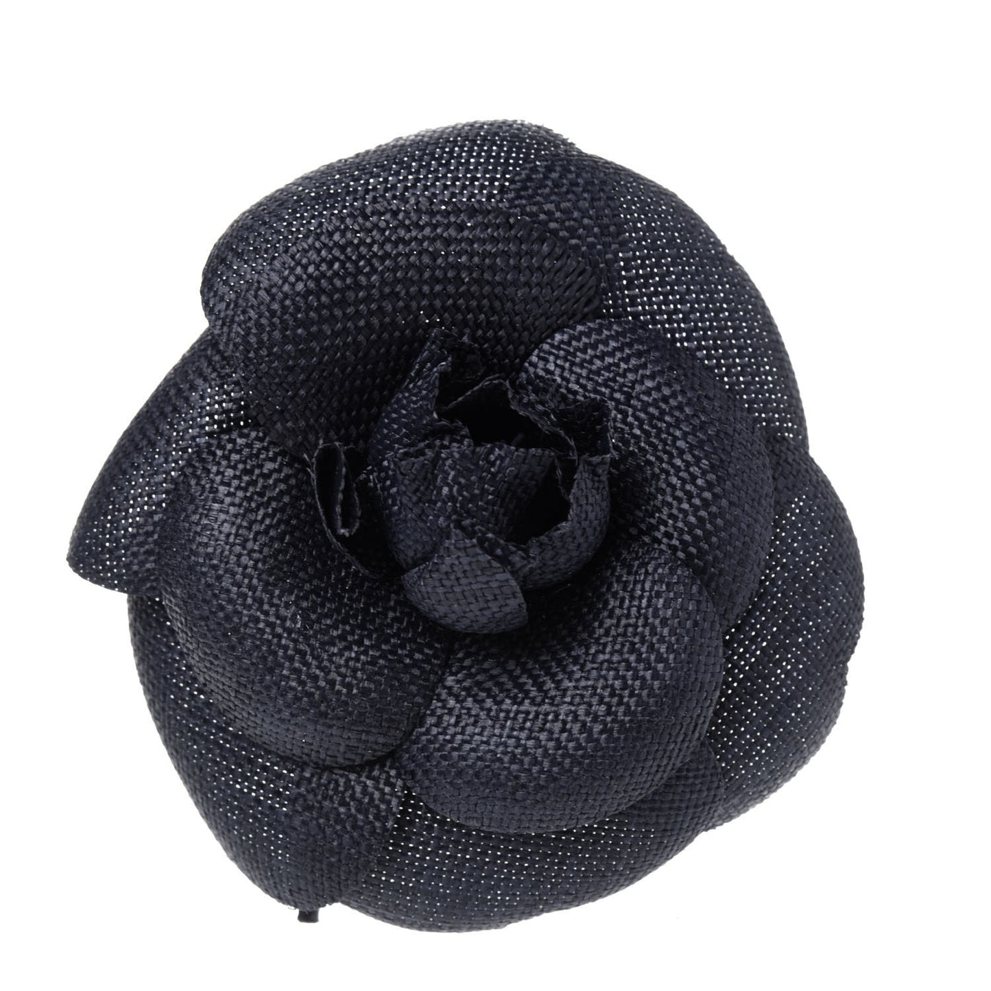 Linen Camellia Pin Brooch Navy Blue