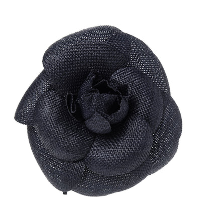 Chanel Linen Camellia Pin Brooch Navy Blue 1 of 4