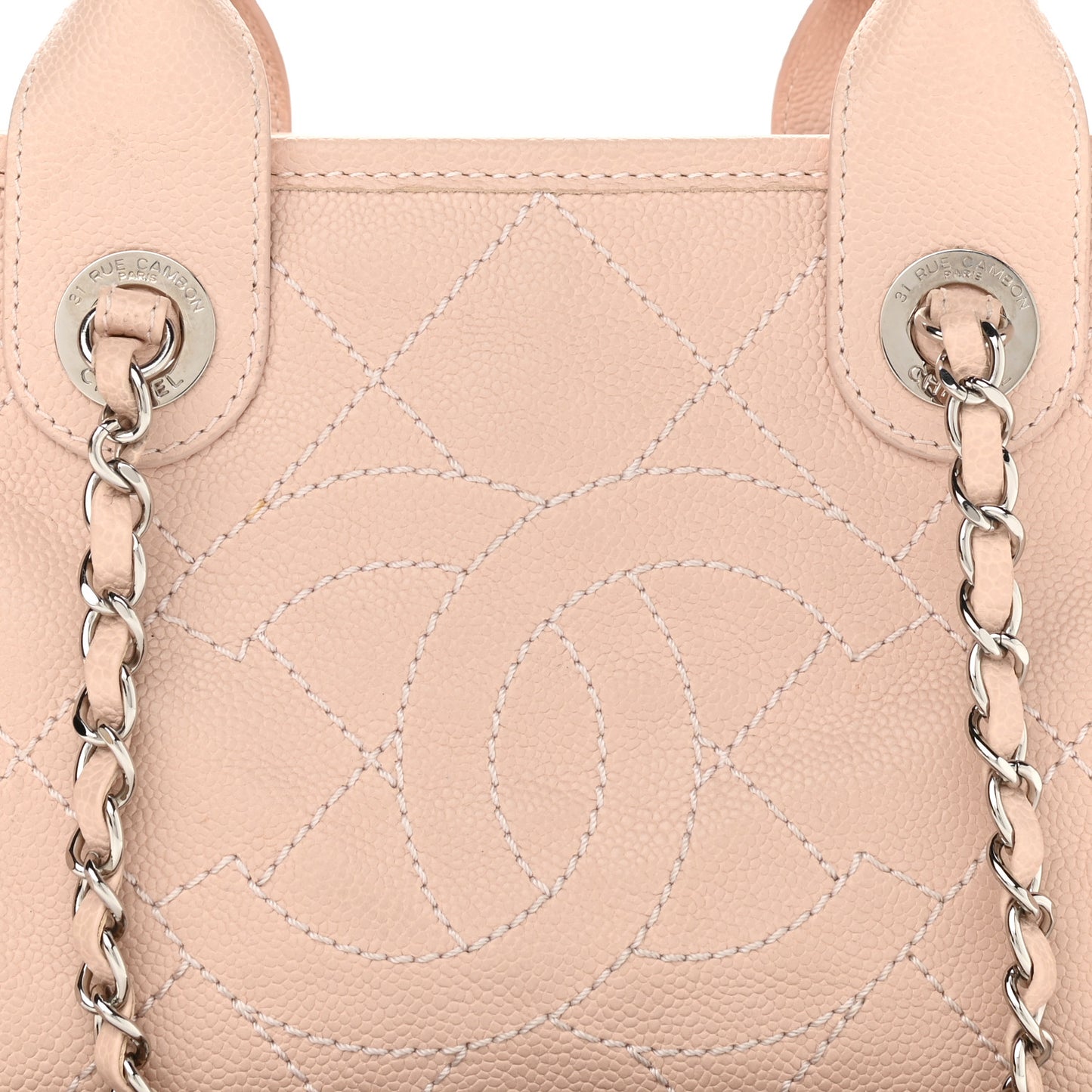 Caviar Quilted Small Deauville Bowling Bag Light Pink