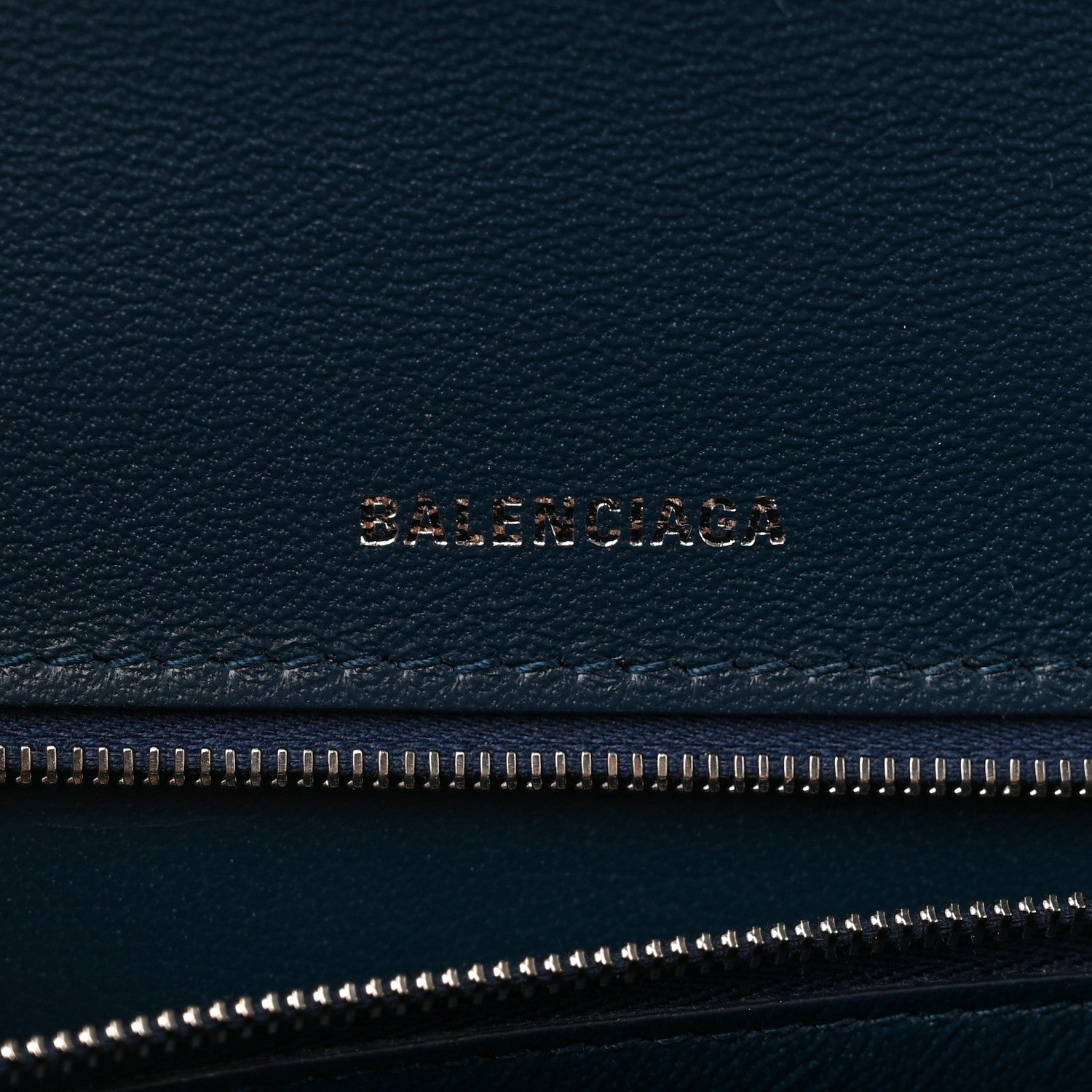 Balenciaga Shiny Calfskin Crocodile Embossed Medium Hourglass Top Handle Bag Denim Blue 6 of 13