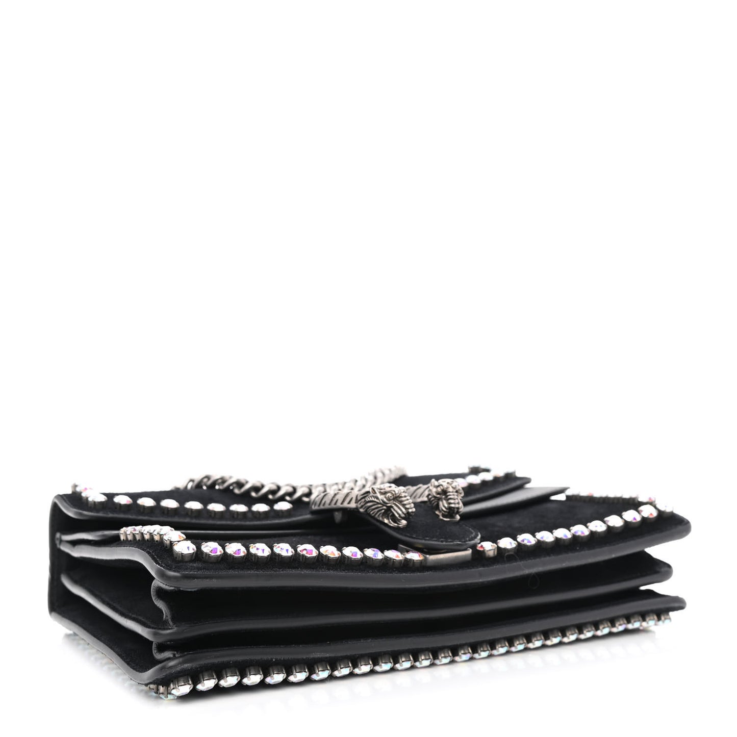 Suede Crystal Small Dionysus Shoulder Bag Black