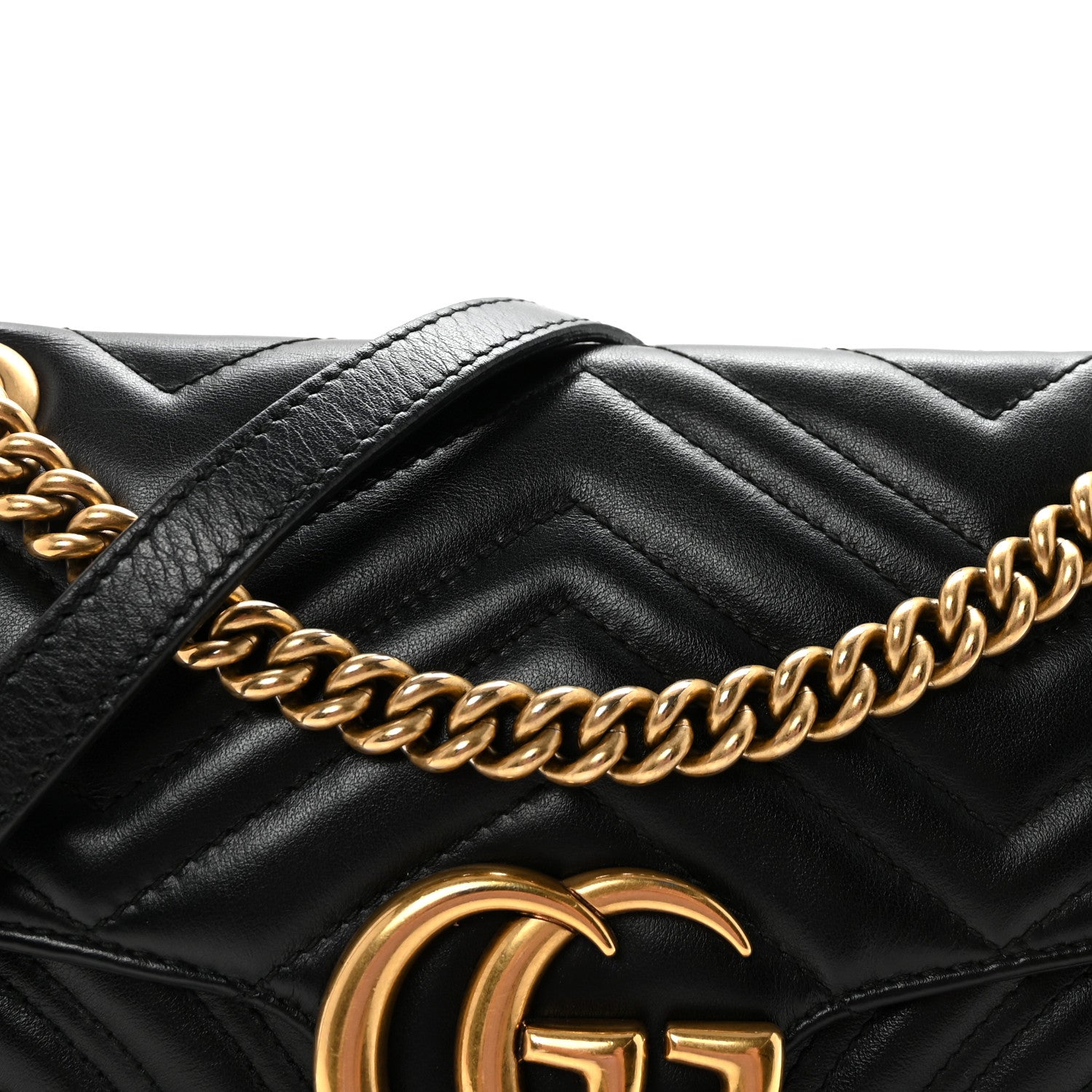 Gucci Calfskin Matelasse Small GG Marmont Shoulder Bag Black 8 of 10