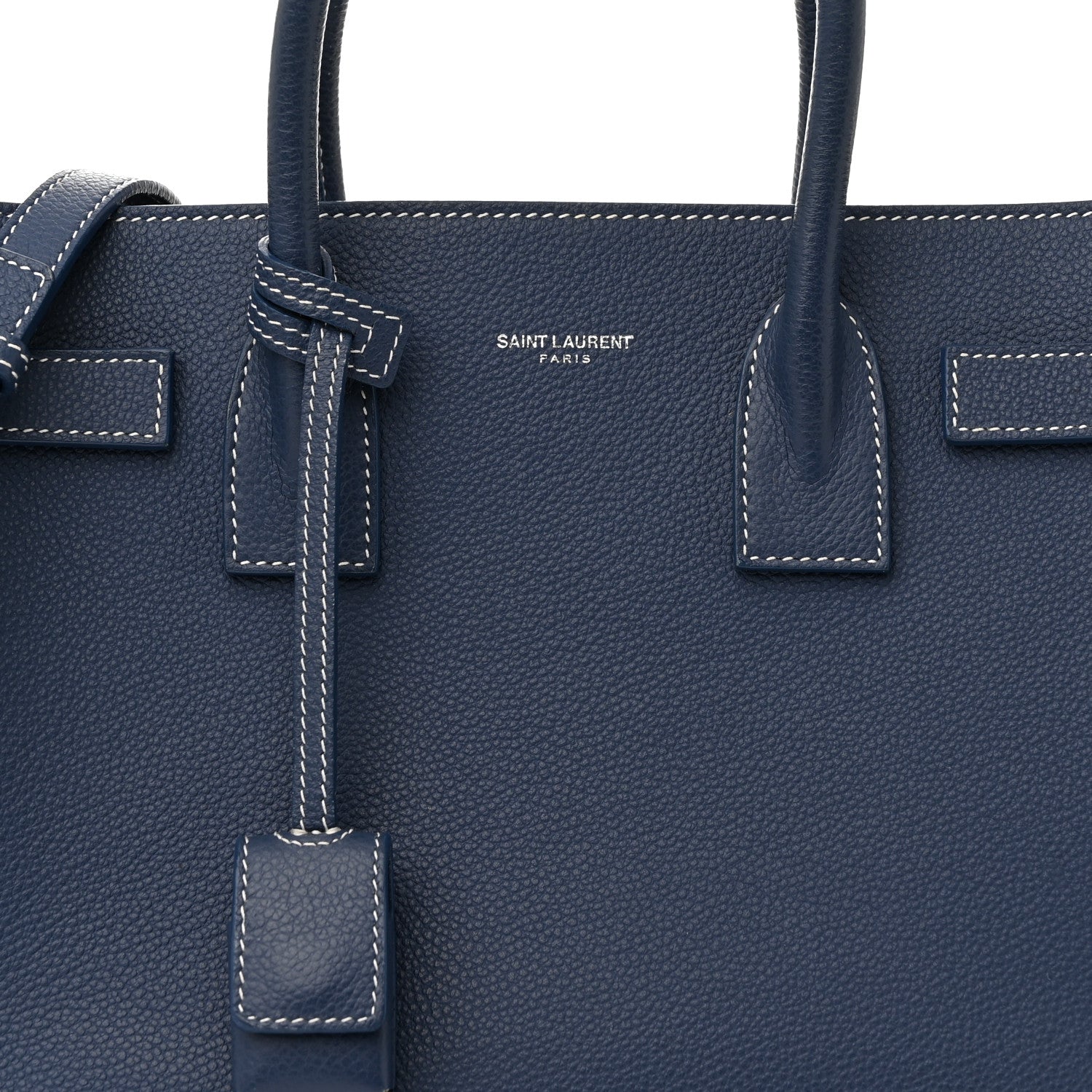 Saint Laurent Grained Calfskin Topstitch Baby Sac De Jour Denim 11 of 15